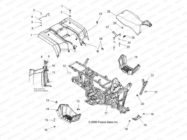 CAB | CAB, REAR, SEAT and FRAME - A07MH76AL/AQ/AX/AY/AZ/A2/MN76AF/AT/AY (49ATVCABRR800EFI)