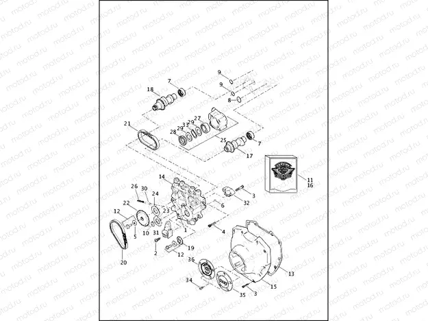 CAMSHAFTS AND CAMSHAFT COVER - TWIN CAM 103â¢