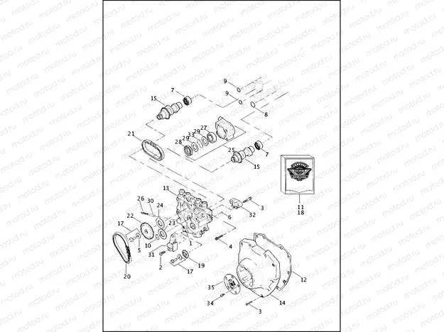 CAMSHAFTS AND CAMSHAFT COVER - TWIN CAM 110â¢