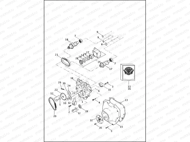 CAMSHAFTS AND CAMSHAFT COVER - TWIN CAM 96â¢