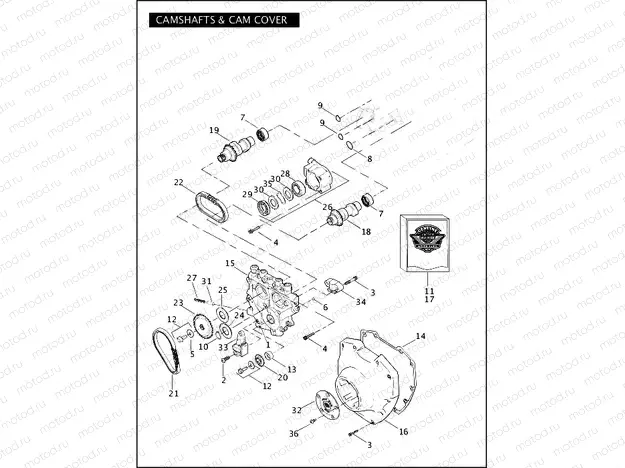 CAMSHAFTS & CAM COVER - TWIN CAM 103 â¢