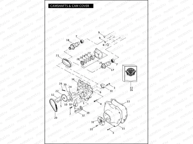CAMSHAFTS & CAMSHAFT COVER - TWIN CAM 96â¢