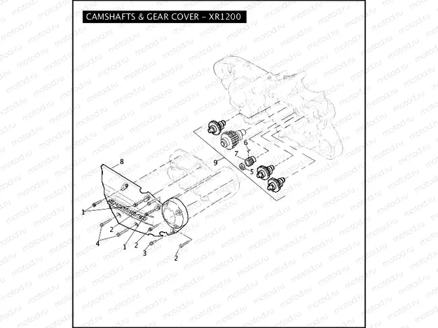 CAMSHAFTS & GEAR COVER - XR1200