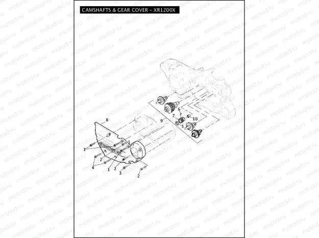 CAMSHAFTS & GEAR COVER - XR1200X