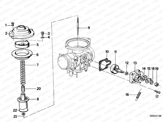 Carburetor cap/piston/starter housing