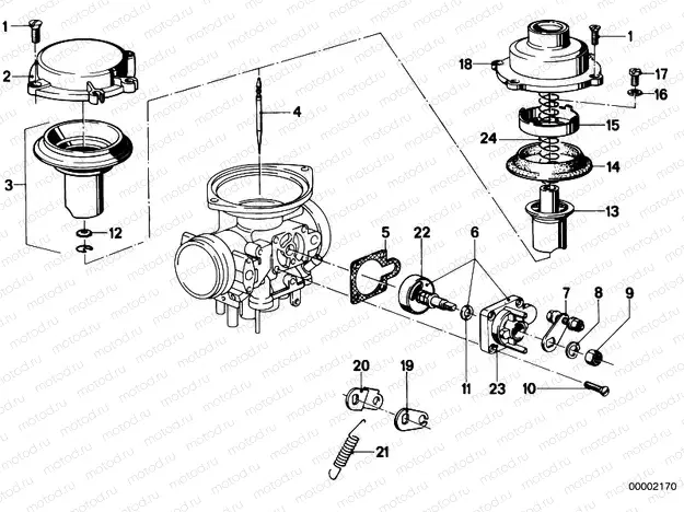 Carburetor-piston/nozzle needle