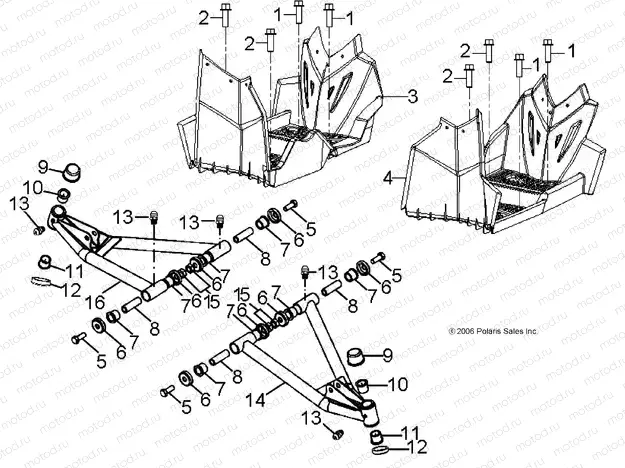 CHASSIS | CHASSIS, A-ARM and FOOTREST - A13FA09AA (49ATVSUSPFRT07OTLW90)