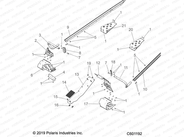 CHASSIS | CHASSIS, CLUTCH GUARD and FOOTRESTS - S22CFE5TSL (600340)