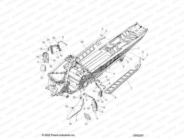 CHASSIS | CHASSIS, CLUTCH GUARD,  FOOTRESTS, AND RUNNING BOARDS - S23TGW8MS/TGM8MS (601008C)