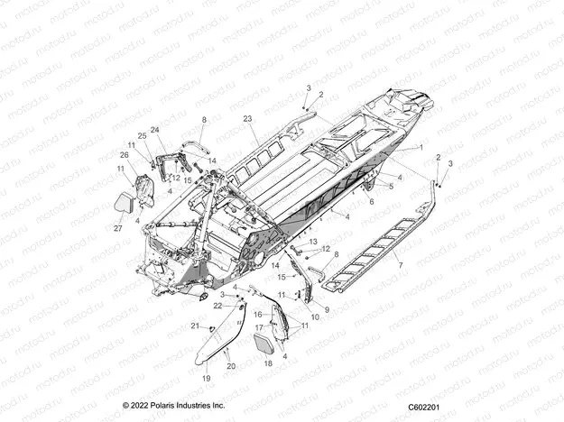 CHASSIS | CHASSIS, CLUTCH GUARD, FOOTRESTS, AND RUNNING BOARDS - S23TLG8RS/8RE (C602201)
