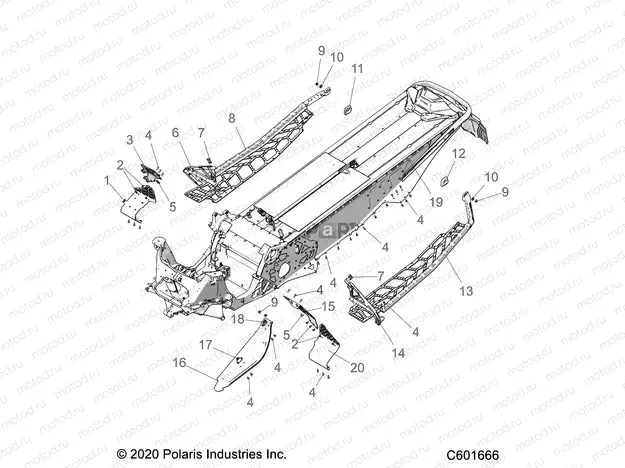 CHASSIS | CHASSIS, CLUTCH GUARD, FOOTRESTS, and RUNNINGBOARDS - S22TKP8RS ALL OPTIONS (C601666)