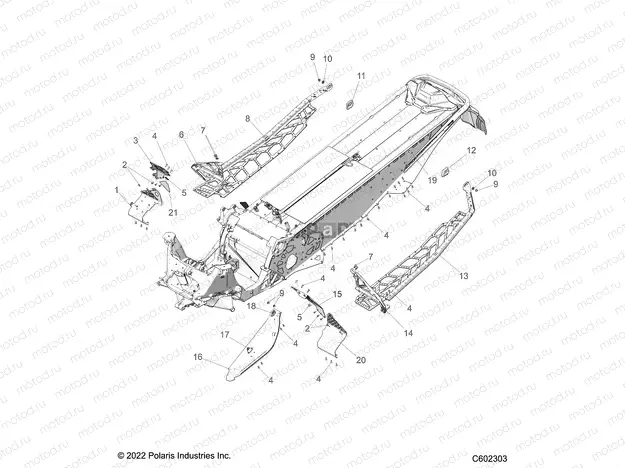 CHASSIS | CHASSIS, CLUTCH GUARD, FOOTRESTS, and RUNNINGBOARDS - S23TKV8RS (C602303)