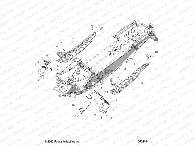 CHASSIS | CHASSIS, CLUTCH GUARD, FOOTRESTS, and RUNNINGBOARDS - S23TLT9FEL (C602184)