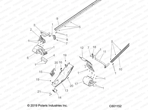 CHASSIS | CHASSIS, CLUTCH GUARD, FOOTRESTS, TUNNEL GRIPS - S20CBA6GSL (C601152)