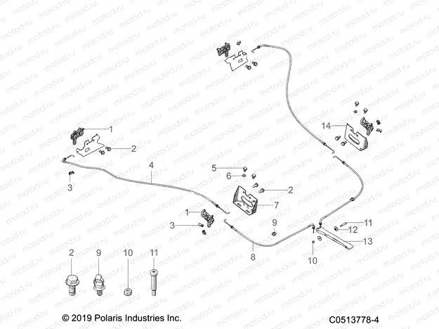 CHASSIS | CHASSIS, HOOD HINGE CABLE ASM. - T20AAPHD/RHB ALL OPTIONS (C0513778-4)