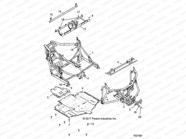 CHASSIS | CHASSIS, MAIN FRAME AND SKID PLATES - R18RGE99FM/EFB/SCM/SCB/SFM/CCM (702180)