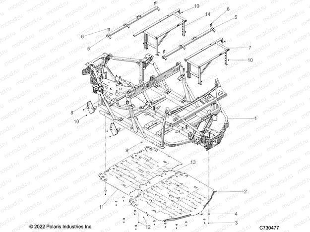 CHASSIS | CHASSIS, MAIN FRAME AND SKID PLATES - R23RSY99A9/AJ/AK/AX/B9/BJ/BK/BX (C730477)