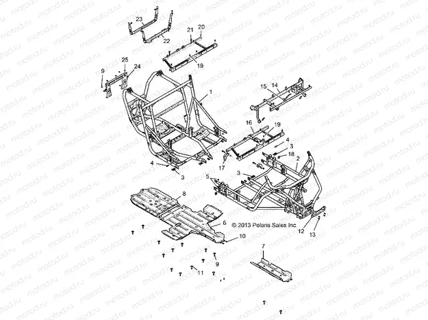 CHASSIS | CHASSIS, MAIN FRAME AND SKID PLATES - Z15VFE99AT/AV/AP (49RGRFRAME1410004)