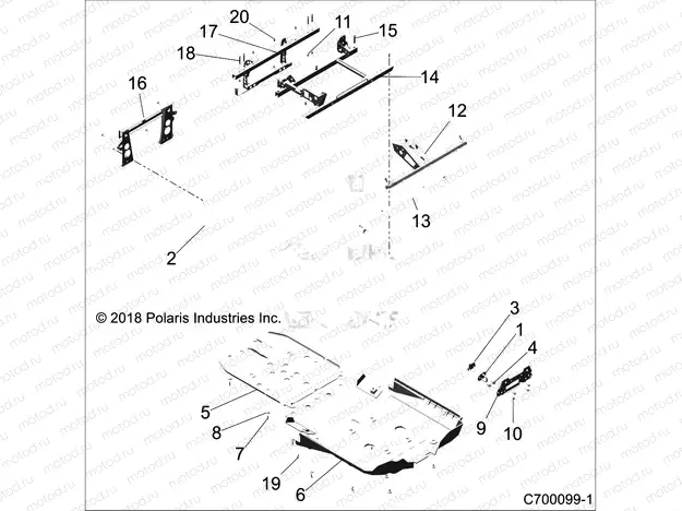 CHASSIS | CHASSIS, MAIN FRAME AND SKID PLATES - Z19VGE99AK/AW/BK/BW (C700099-1)