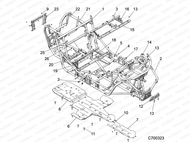 CHASSIS | CHASSIS, MAIN FRAME AND SKID PLATES - Z20N4E92AL/AR/BL/BR (C700323)