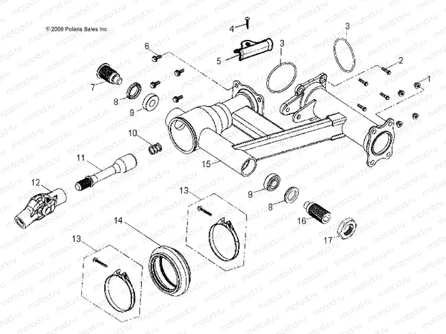 CHASSIS | CHASSIS, REAR SWING ARM - A18YAP20A8/N8 (49ATVSWINGARMRR07PHX)