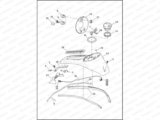 CONSOLE, FUEL TANK - FLHT, FLHTCU, FLHTK, FLHTKL, FLHX, FLHXS, FLTRU, FLTRX AND FLTRXS (2 OF 3)