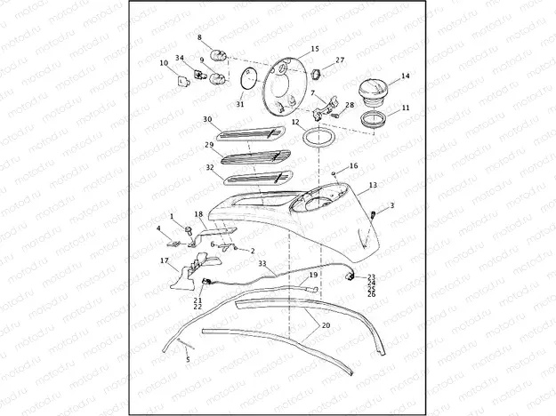CONSOLE, FUEL TANK - FLHTCU, FLHTK, FLHTKL, FLHX, FLHXS, FLTRU, FLTRX AND FLTRXS (1 OF 3)
