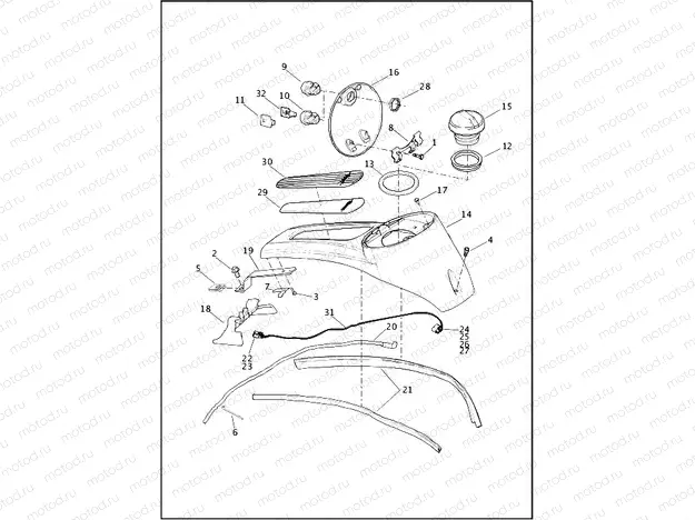 CONSOLE, FUEL TANK - FLHTCU, FLHTK, FLHX & FLHXS