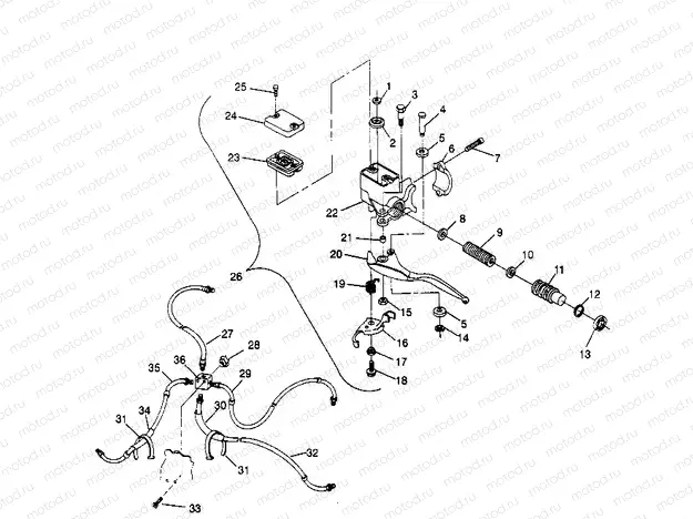CONTROLS - MASTER CYLINDER/BRAKE LINE  2X4 300 W957530 (4930053005B009) | CONTROLS - MASTER CYLINDER/BRAKE LINE  2X4 300 W957530 (4930053005B009)