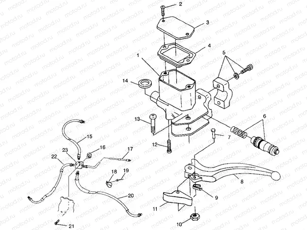CONTROLS-MASTER CYLINDER/BRAKE LINE Scrambler 400 W98BC38C (4947254725B012) | CONTROLS-MASTER CYLINDER/BRAKE LINE Scrambler 400 W98BC38C (4947254725B012)