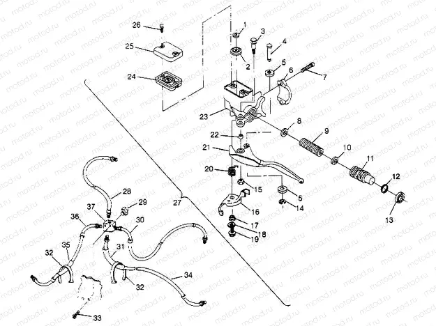 CONTROLS - MASTER CYLINDER/BRAKE LINE Sport 400L W948540 (4927232723B008) | CONTROLS - MASTER CYLINDER/BRAKE LINE Sport 400L W948540 (4927232723B008)