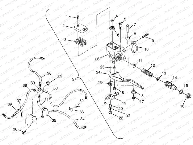 CONTROLS - MASTER CYLINDER/BRAKE LINE Trail Boss W968527 (4935883588B008) | CONTROLS - MASTER CYLINDER/BRAKE LINE Trail Boss W968527 (4935883588B008)