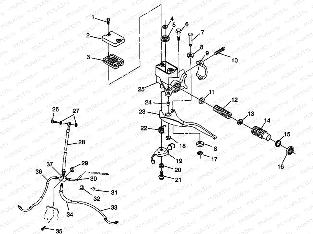 CONTROLS - MASTER CYLINDER/BRAKE LINE XPRESS 300 W969530 and XPRESS 400 W96 (4935923592B013) | CONTROLS - MASTER CYLINDER/BRAKE LINE XPRESS 300 W969530 and XPRESS 400 W96 (4935923592B013)