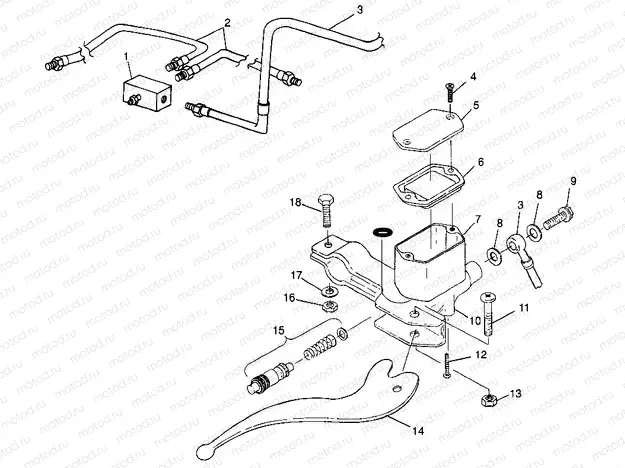 CONTROLS - RH MASTER CYLINDER/BRAKE LINE - N98AE50D (4946394639b014) | CONTROLS - RH MASTER CYLINDER/BRAKE LINE - N98AE50D (4946394639b014)