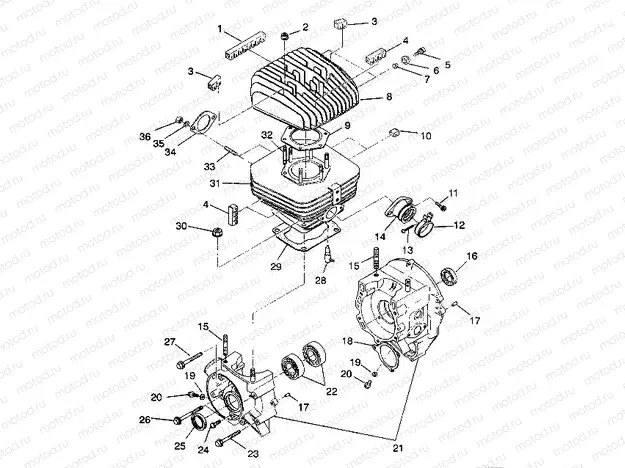 CRANKCASE and CYLINDER 6X6 250 W938727 (4924092409042A) | CRANKCASE and CYLINDER 6X6 250 W938727 (4924092409042A)