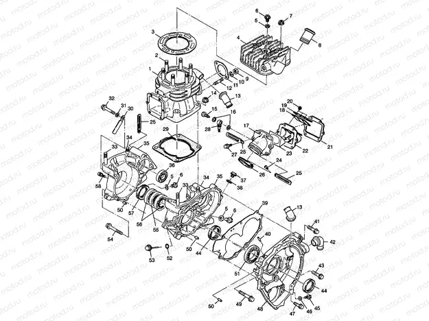 CRANKCASE and CYLINDER XPLORER 400L W98CC38C (4945414541C013) | CRANKCASE and CYLINDER XPLORER 400L W98CC38C (4945414541C013)