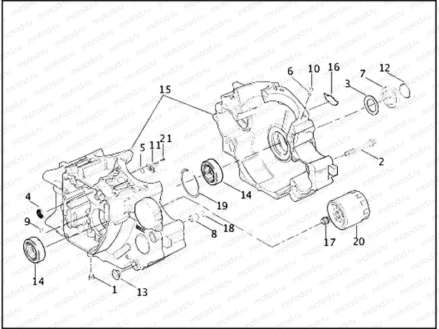 CRANKCASE AND ENGINE OIL FILTER - 1550 TWIN CAM 95B