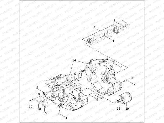 CRANKCASE AND ENGINE OIL FILTER - Twin Cam 88Bâ¢