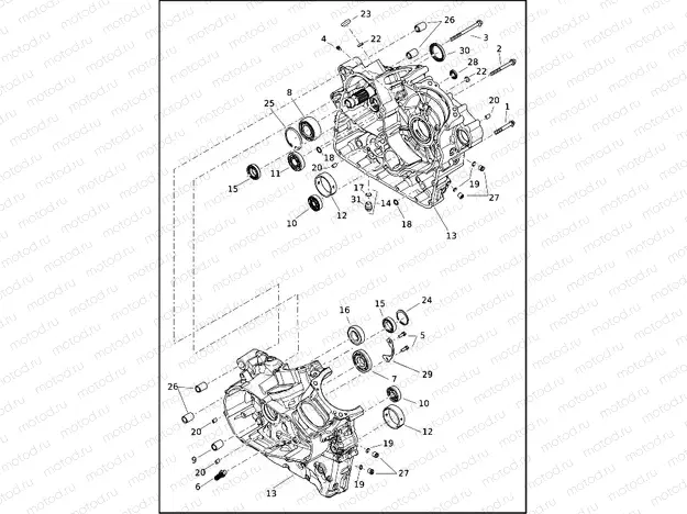 CRANKCASE AND GEARCASE