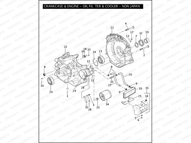 CRANKCASE & ENGINE - OIL FILTER & COOLER - NON JAPAN