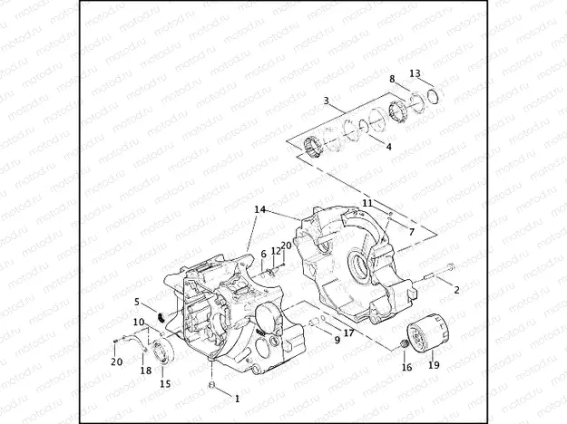 CRANKCASE & ENGINE OIL FILTER - Twin Cam 88Bâ¢