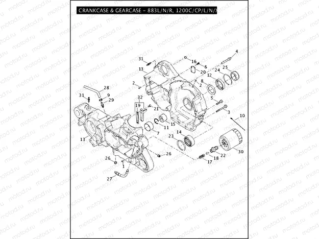 CRANKCASE & GEARCASE - 883L/N/R, 1200C/CP/L/N/X