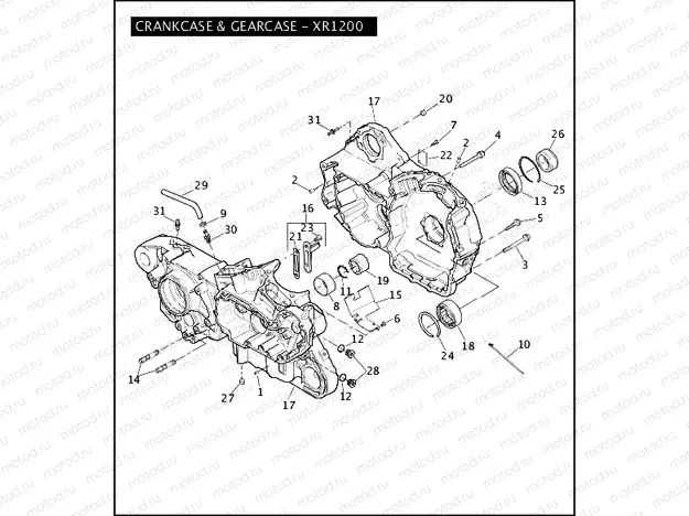 CRANKCASE & GEARCASE - XR1200