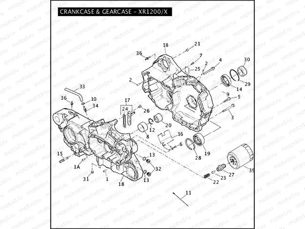 CRANKCASE & GEARCASE - XR1200/X