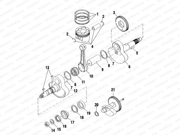 CRANKSHAFT and PISTON - A02CK42AA/AB (4970327032C09) | CRANKSHAFT and PISTON - A02CK42AA/AB (4970327032C09)