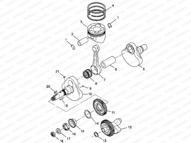 CRANKSHAFT and PISTON  Scrambler 500 W97BC50A (4943074307D004) | CRANKSHAFT and PISTON  Scrambler 500 W97BC50A (4943074307D004)