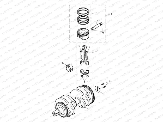 Crankshaft, Connecting Rods & Pi