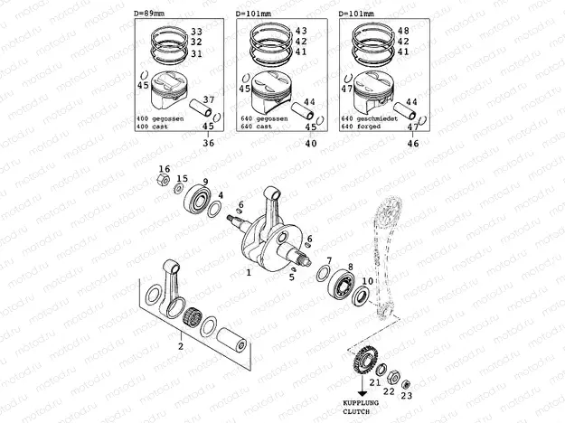 CRANKSHAFT, PISTON