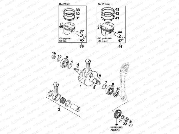 CRANKSHAFT, PISTON