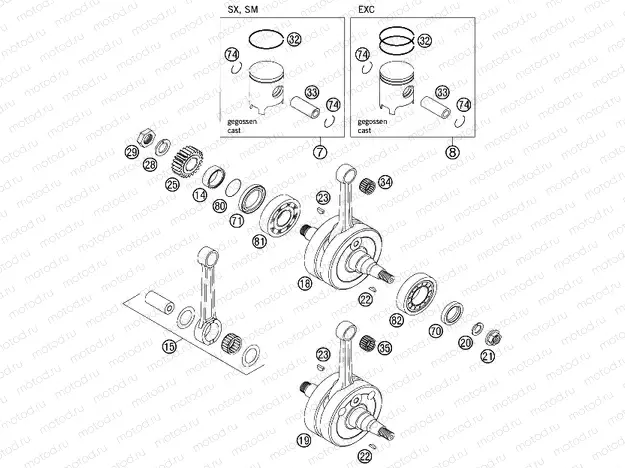 CRANKSHAFT, PISTON